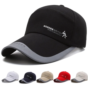 Baseball Cap Extended Brim Outdoor Sports Sunshade Hat Adjustable Metal Buckle Contrast Color Letter Print Men Women