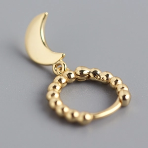 Orecchini a luna minimalisti in argento sterling S925 con finitura dorata e perline