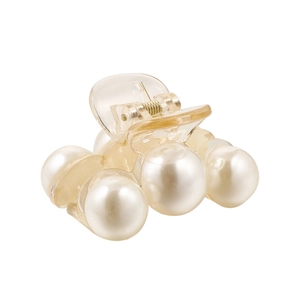 Elegant clear hair claw clip with white pearls for women Korean style hair accessory