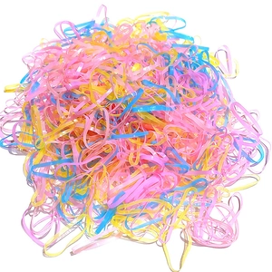 Colorful macaron hair elastic bands in pink, yellow, and blue high elasticity TPU material