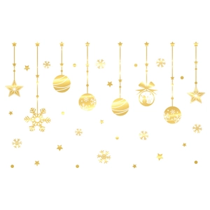 Stickers de Noël dorés pour vitrines avec flocons de neige, étoiles et ornements festifs