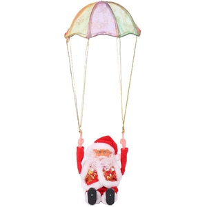 Electric Tumbling Parachute Santa Claus Musical Hanging Ornament Christmas Decoration Festive Toy Plastic Fabric