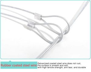 Macro shot of rust-resistant rubber-coated galvanized steel wire with high tensile strength
