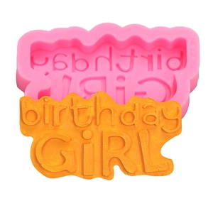 Rosa Silikonform Birthday Girl für Kuchendekoration und handgefertigte Bastelarbeiten