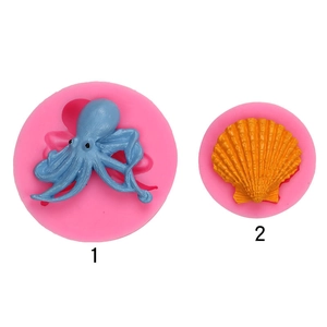 Octopus Schelp Zeewezen Siliconen Vorm DIY Bakgereedschap Voor Fondant Chocolade Taart Decoratie Hars Zeep Maken