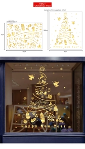 Golden Christmas wall decals set featuring reindeer and angels with size specifications