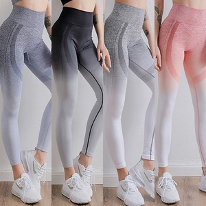 Women Seamless Ombre Yoga Leggings High Waist Butt Lift Gradient Sports Gym Tights Running Bottom