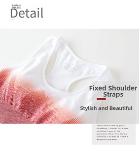 Détail de la brassière de yoga sans couture montrant la composition et le jacquard dégradé
