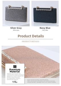 Detail view of sparkly evening clutches with rhinestone-encrusted top metal handles