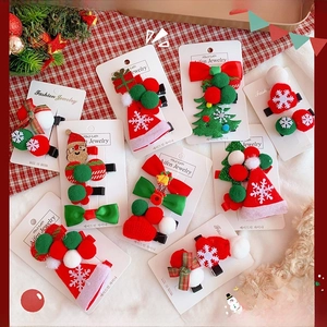 Coffret de barrettes de Noël avec Père Noël, bonhomme de neige et nœuds festifs à paillettes
