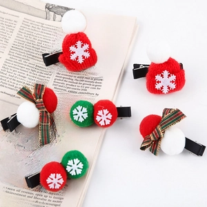 Set de pinces à cheveux de Noël pour enfants avec bonnets en tricot et pompons festifs
