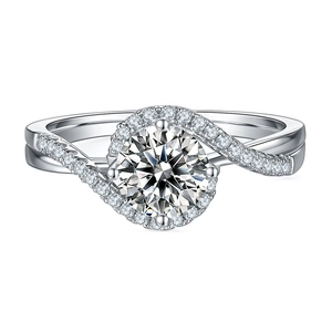 Elegante anello in moissanite da 1 carato in argento 925 con fascia a pavé a spirale