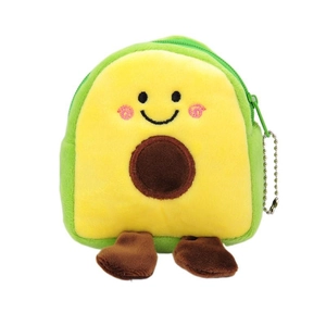 Cute avocado plush coin purse with zipper and metal chain for small accessories