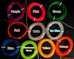 Macro display of 10 colorful EL cold light wire rolls for stage performance decor