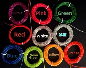 Macro display of 10 colorful EL cold light wire rolls for stage performance decor