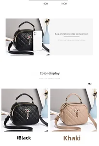 Detail view of quilted PU leather handbag with elegant pearl bow buckle and zipper