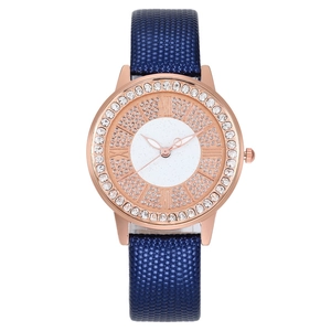 Women Quartz Watch Rhinestone Bezel Starry Sky Dial Roman Numerals Faux Leather Strap Fashion Ladies Analog Alloy Watch