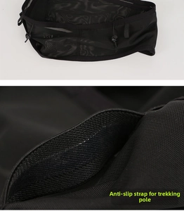 Close-up of non-slip silicone grips on trekking pole straps of a running waist bag