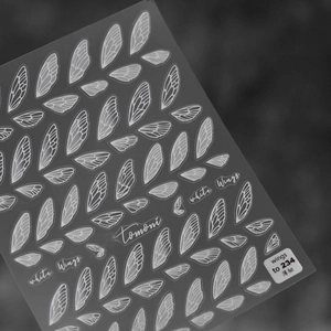Semi-transparent 5D white cicada wing nail stickers with delicate textures for nail art