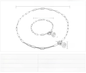 Detail of OT buckle and sparkling crystal pavé bead on stainless steel chain set