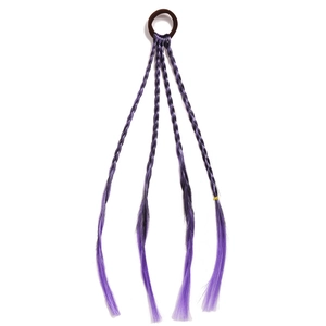 Kids purple gradient braided ponytail hair ties with four-strand synthetic hair extensions