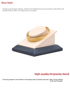 Detail view of premium PU leather jewelry display stand for bracelets and bangles