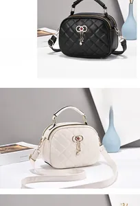 Close-up of quilted diamond pattern bags with golden bow charms and tassel details