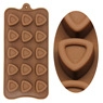 Macro shot of 15-cavity brown silicone mold for DIY chocolates and kitchen baking