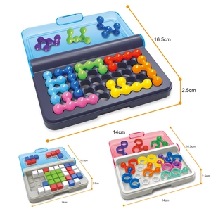 Portable logical thinking puzzle set for kids featuring colorful linking bead games