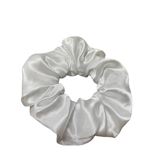Glow-in-the-dark white LED hair scrunchie in premium satin fabric for night events