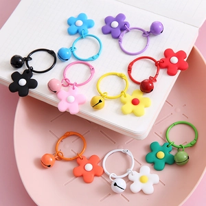 Colorful floral keychains with bells in nine candy colors for bags and accessories
