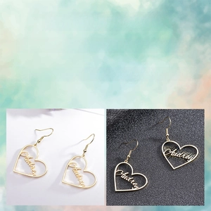Boucles d'oreilles cœur personnalisées en acier inoxydable en or, argent et or rose
