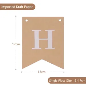 Vintage kraft paper birthday banner swallowtail pennant with white letter H decoration