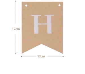 Single sheet size of kraft paper fishtail banner with white letter H for party decor