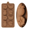 Detail view of brown 8-cavity silicone mold with pineapple and flower shapes for DIY candy