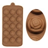 Detailed macro view of 15-cavity oval flower silicone chocolate and candy mold