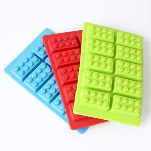 Lot de 3 moules en silicone rouge, bleu et vert en forme de briques pour pâtisserie et glaçons