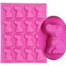 Detail view of 16-cavity pink silicone mold featuring cute puppy shapes for DIY chocolate
