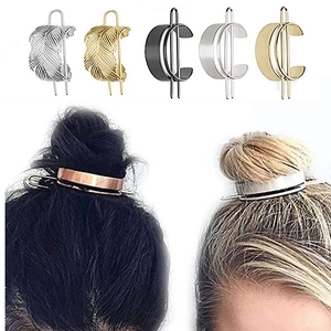 Elegant Feather Metal Hair Stick Minimalist Bun Cuff Alloy Hairpin Stylish Hair Accessories For Women Daily Party