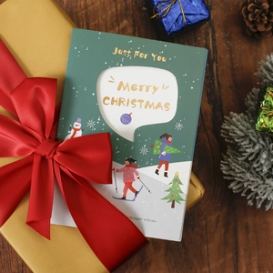 3D Pop-up Christmas card with snowman design on gift box with festive ribbon