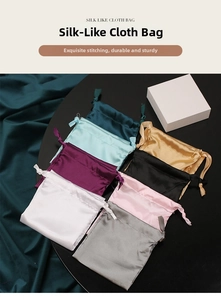 Assorted colors of silk satin drawstring storage pouches for luxury gift packaging