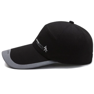Black men's baseball cap with gray trim and Modern British embroidery for outdoor sports