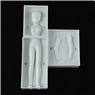 Detail view of white 3D female body shaped plastic fondant mold for DIY cake decorating
