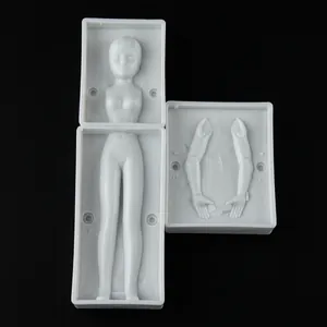 Detail view of white 3D female body shaped plastic fondant mold for DIY cake decorating