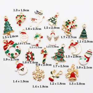 Lot de 19 pendentifs de Noël en émail et alliage pour bijoux DIY avec Père Noël et sapins