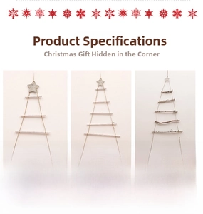 Detailed view of the 5 and 7 layer wooden Christmas wall hanging tree dimensions