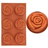 Detail of terracotta silicone mold featuring 6 rose cavities for DIY soaps and chocolates