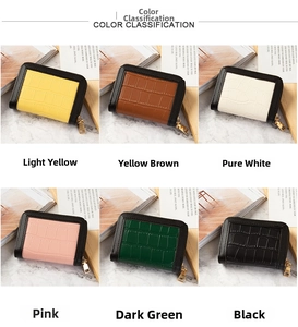 Collage of crocodile pattern zipper card holders in six elegant minimalist colors