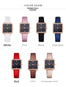 Variety of square starry sky ladies watches with diamond bezels in seven elegant colors