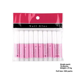 Detail of 10-piece professional 2g nail glue set in easy-to-use squeeze tubes